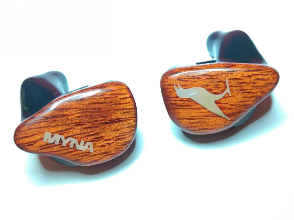 Myna custom-molded IEMs with bloodwood faceplates